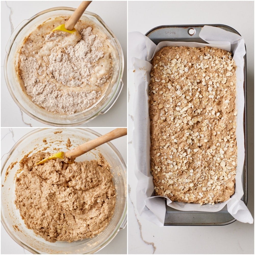 Guinness Bread step4 Combine the wet and dry ingredients and add to pan.
