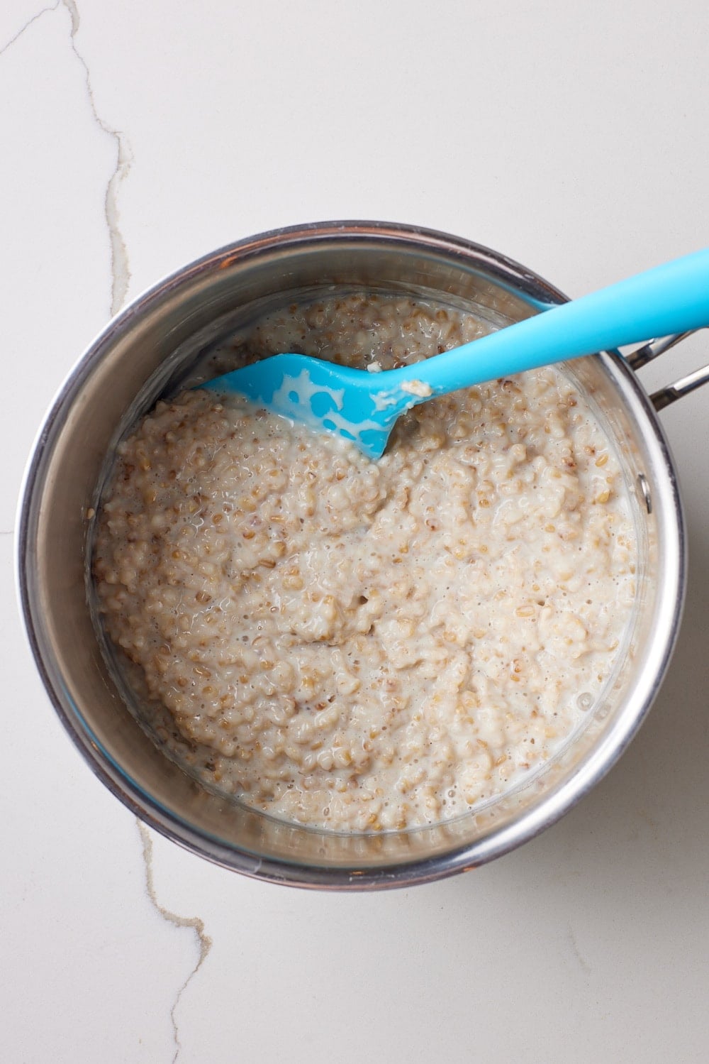 Irish Oats3 Cook Irish steel cut oats and stir occasionally until thickened.
