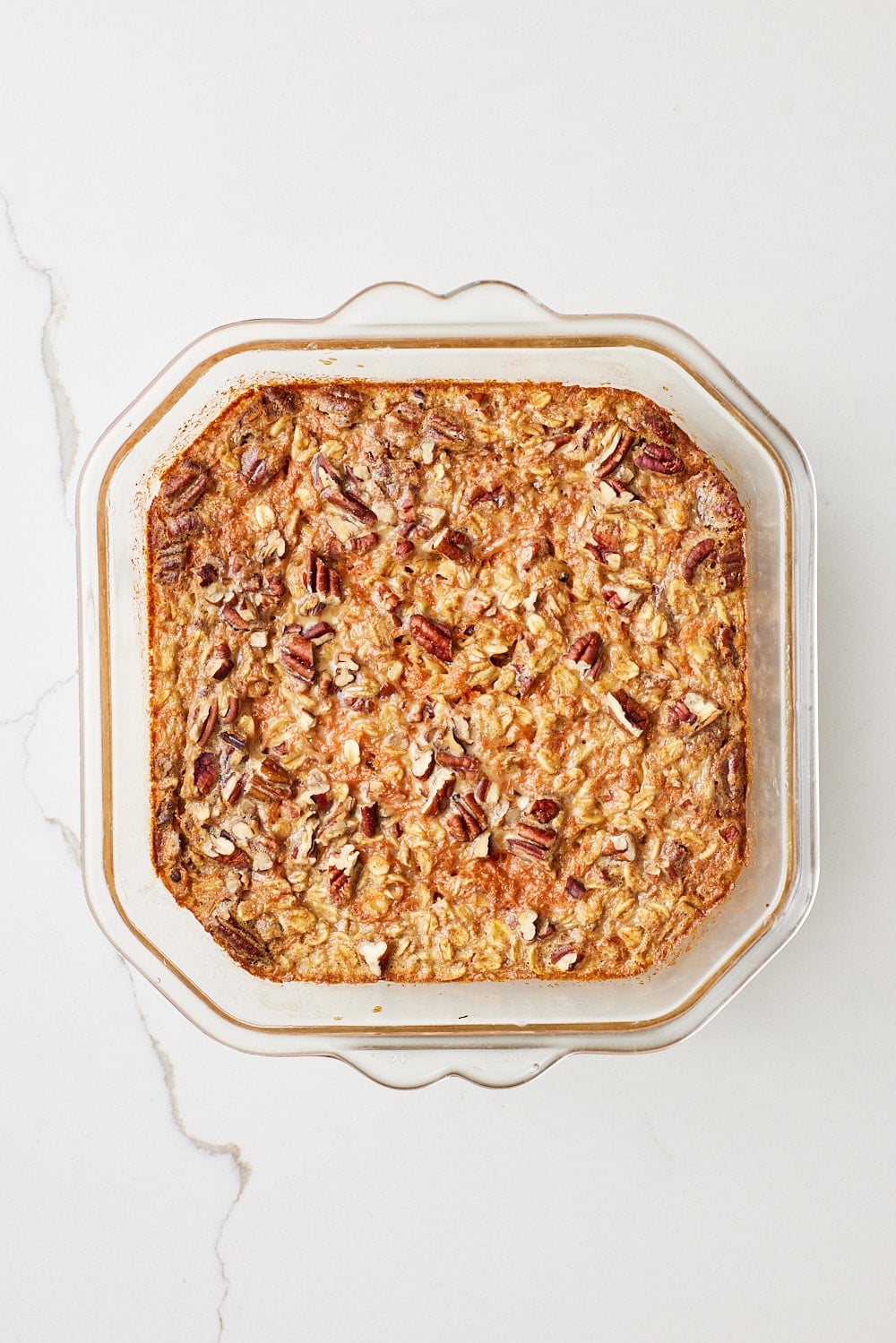 Carrot Cake Baked Oats5 Carrot Cake Oatmeal baked until lightly golden brown and set in the center.