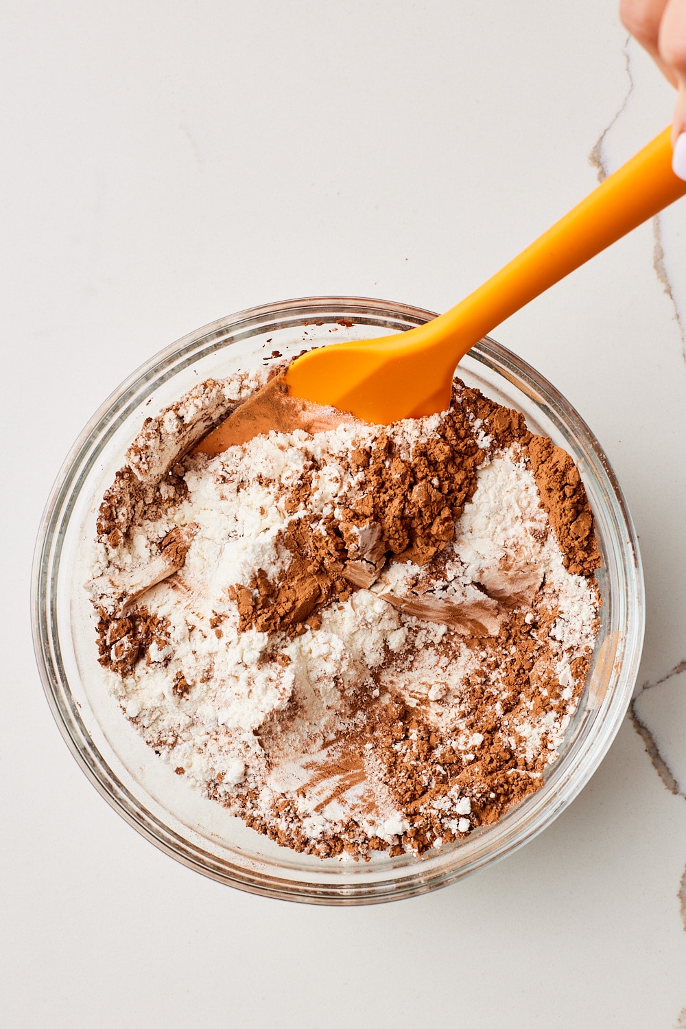 Chocolate Coffee Cake5 Mix dry ingredients of chocolate coffee cake together.
