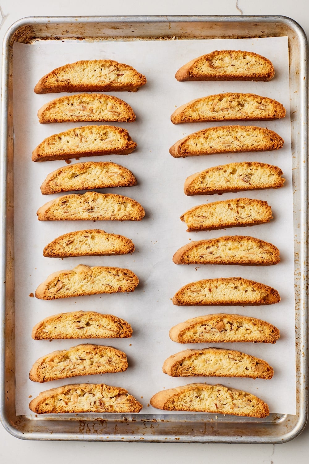 Bake lemon biscotti until golden. 