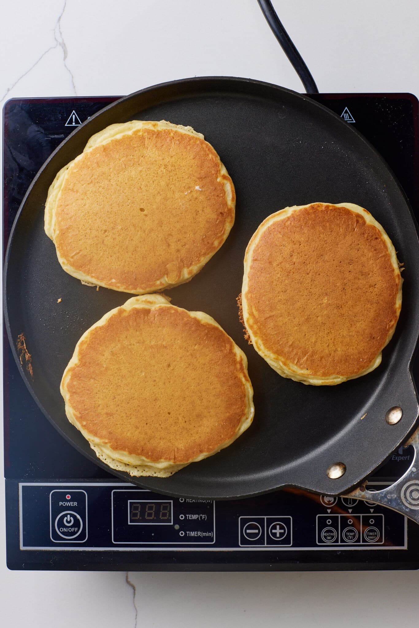 Flip and finish pancake: Flip and cook for another 1½ minutes, until golden brown and cooked through.
