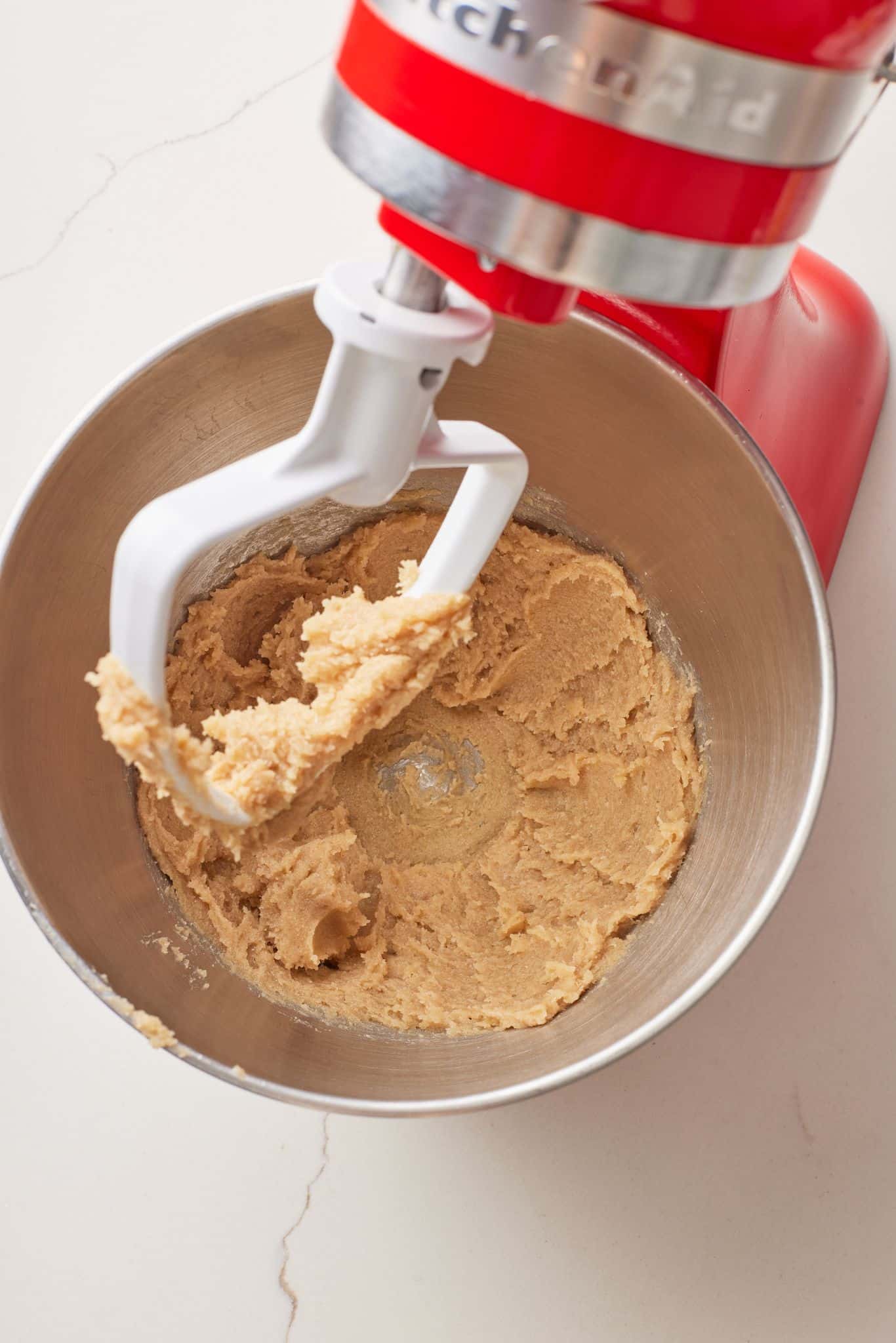 Lemon meringue pie cookies3 Mix butter and sugar together for lemon meringue pie cookies in the stand mixer.