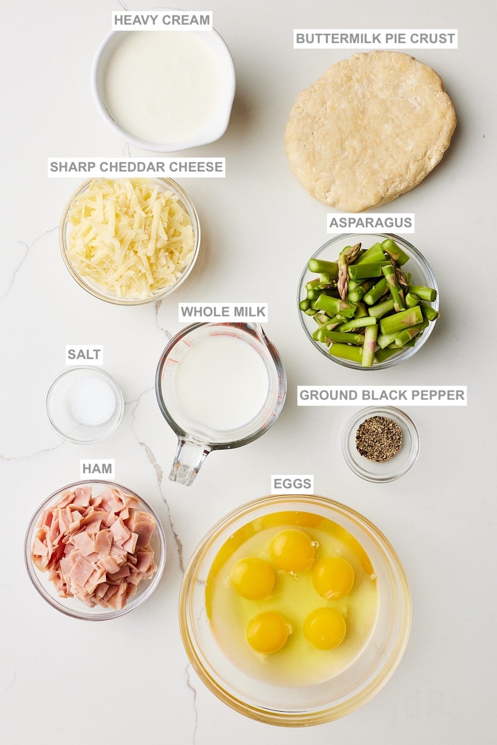 Asparagus and Ham quiche1 Asparagus and Ham Quiche ingredients