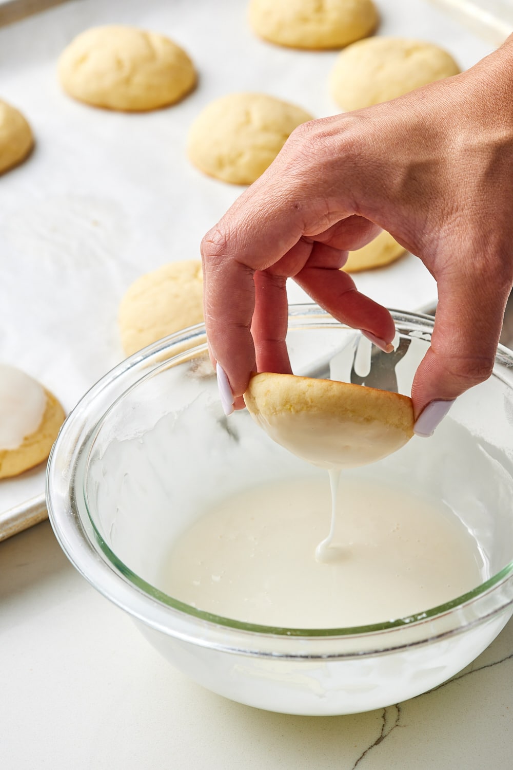 Lemon ricotta cookies7 Glaze the lemon ricotta cookies.