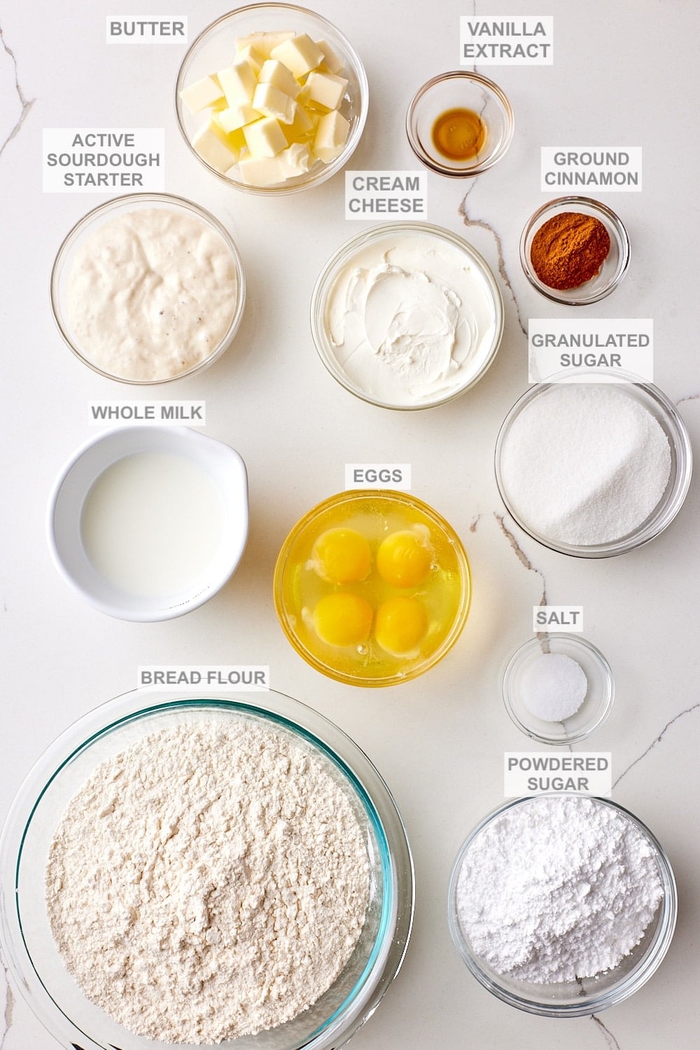 Sourdough Cinnamon Rolls1 Sourdough Cinnamon Rolls recipe ingredients.