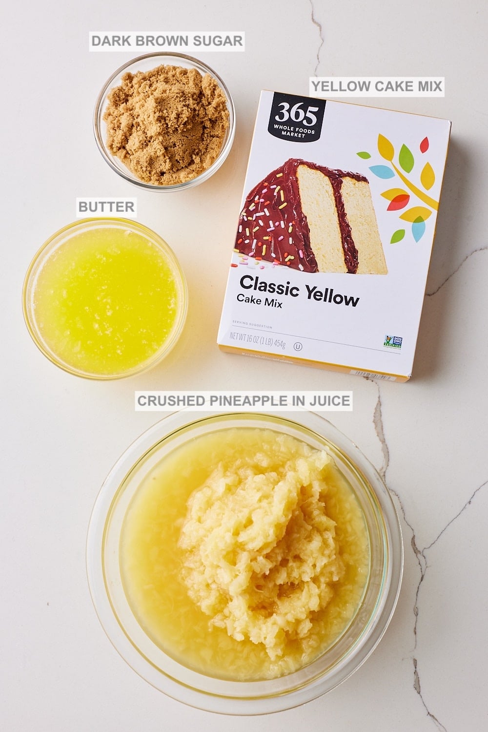 Pineapple Dump Cake1 Pineapple Dump Cake ingredients.