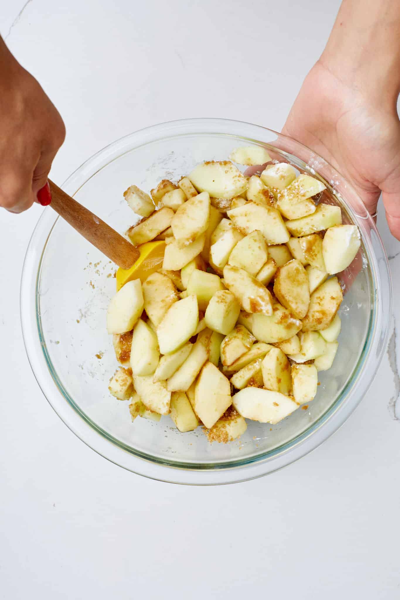 Combine filling ingredients for Apple Crumble Bars. 