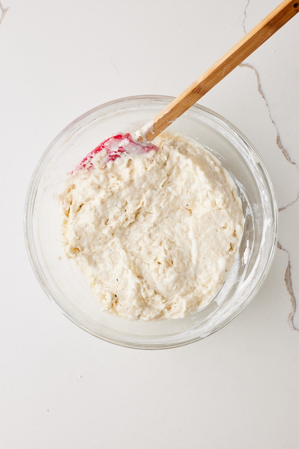 Boxty8 Add buttermilk: Stir in the buttermilk to make a thick batter.