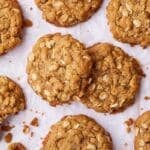 Top-down view of golden Browned Butter Oatmeal Cookies