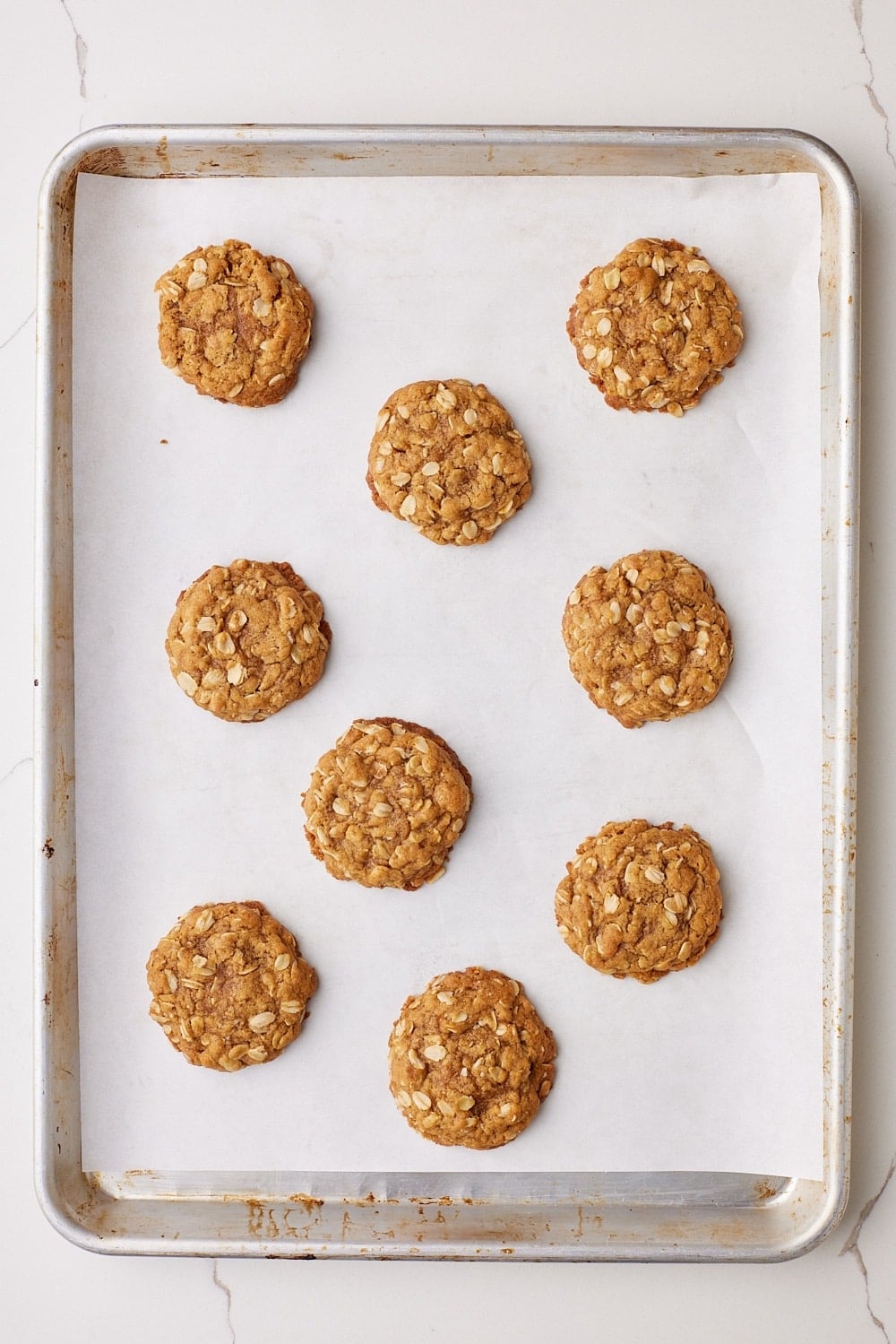 Brown Butter Oatmeal Cookies8 Browned Butter Oatmeal Cookies are baked until the edges are golden brown and the centers are puffed.