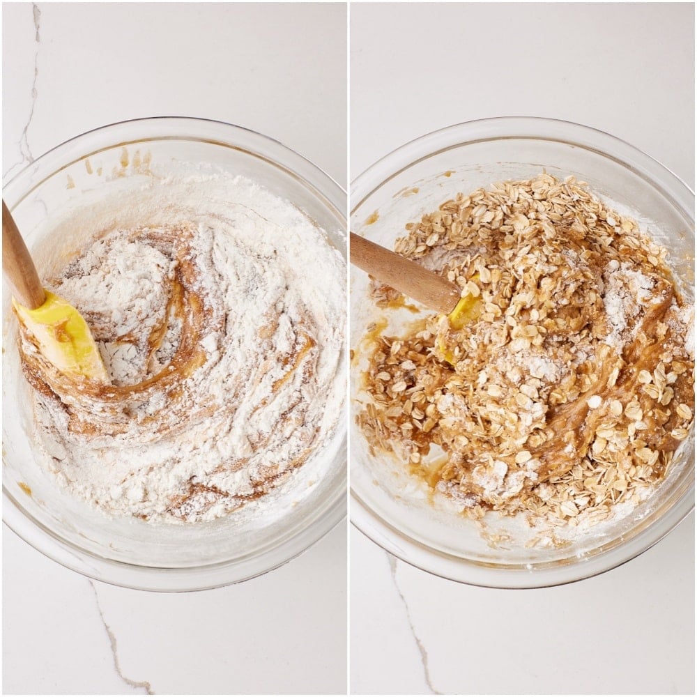 Browned Butter Cookeis step7 Fold in the flour mixture, followed by the rolled oats, until fully incorporated.