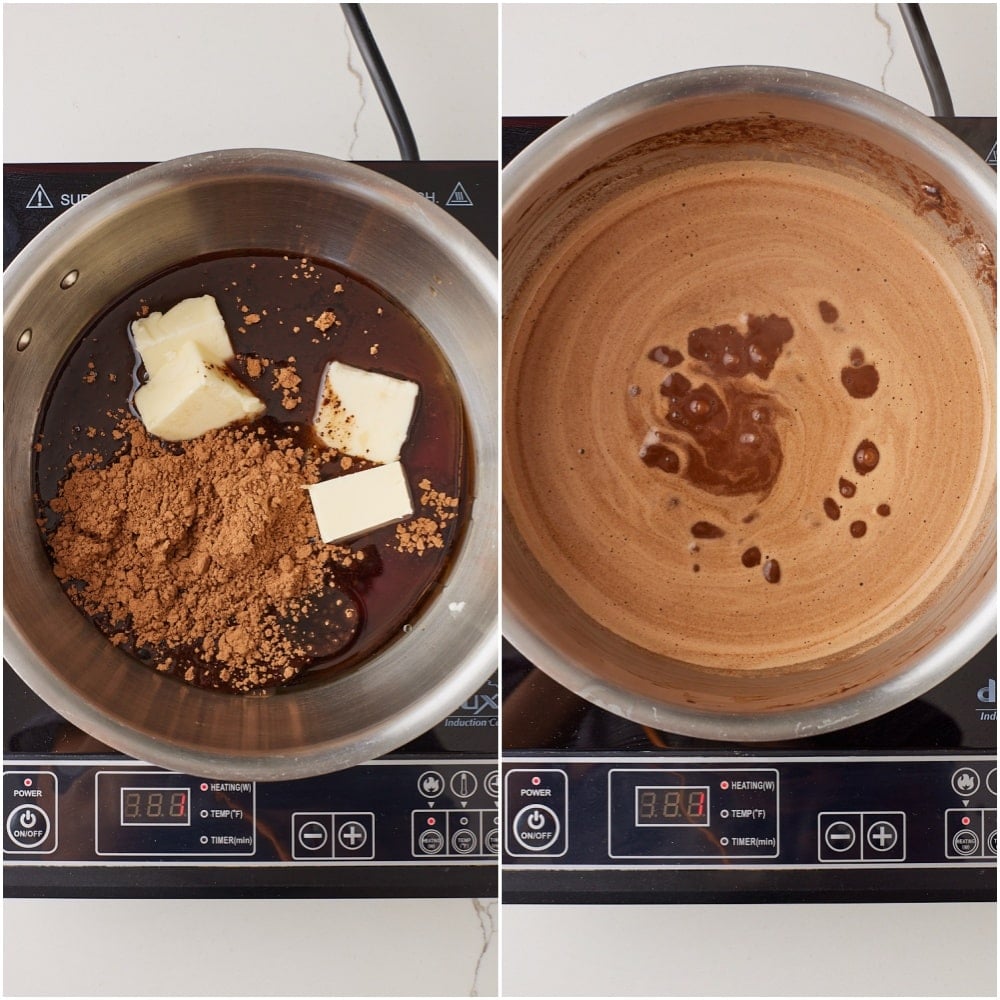 Coca Cola Cake step4 Simmer Coca Cola and butter mixture.
