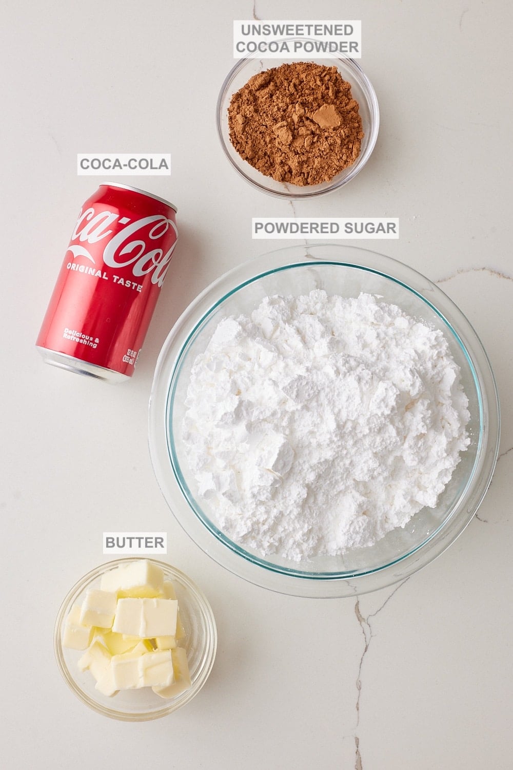 Coca Cola Cake10 Coca-Cola frosting ingredients.
