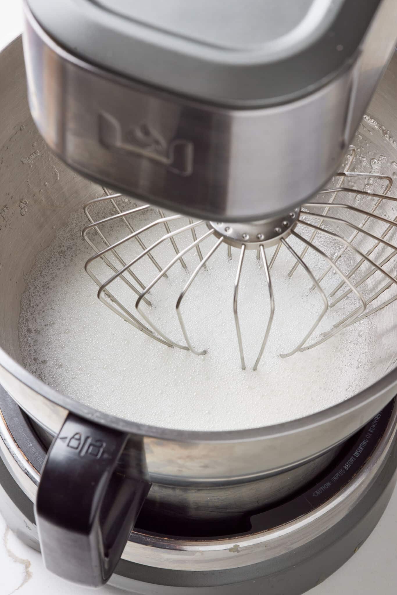 whip the egg whites on high speed until foamy
