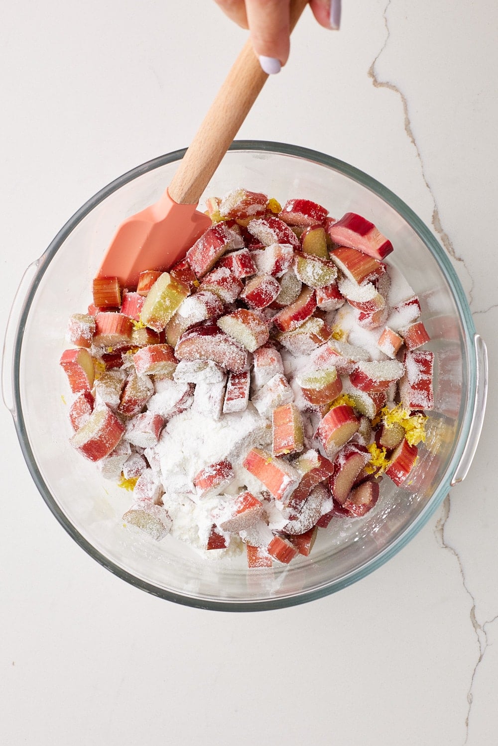 Rhubarb Pie2 Make the rhubarb filling: combine the rhubarb, sugar, cornstarch, and orange zest in a large bowl and set aside.