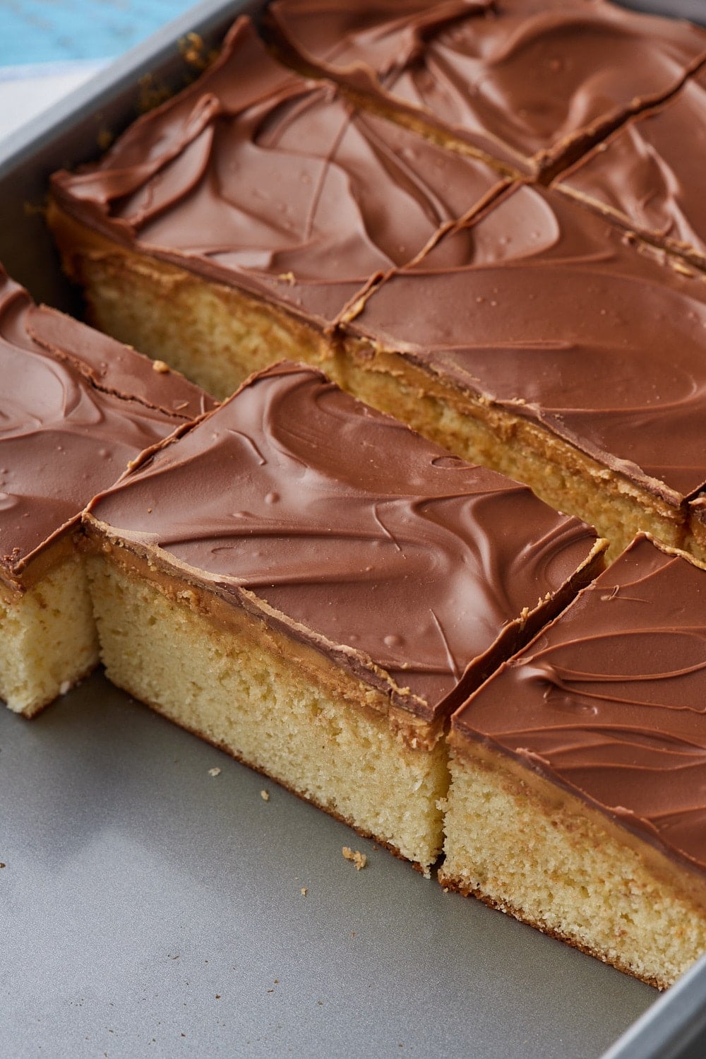 Tandy Cake13.1 Tandy Cake cut into squares in the pan.