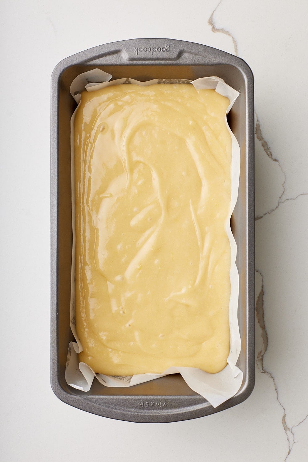 Batter was poured into the prepared pan and spread evenly.