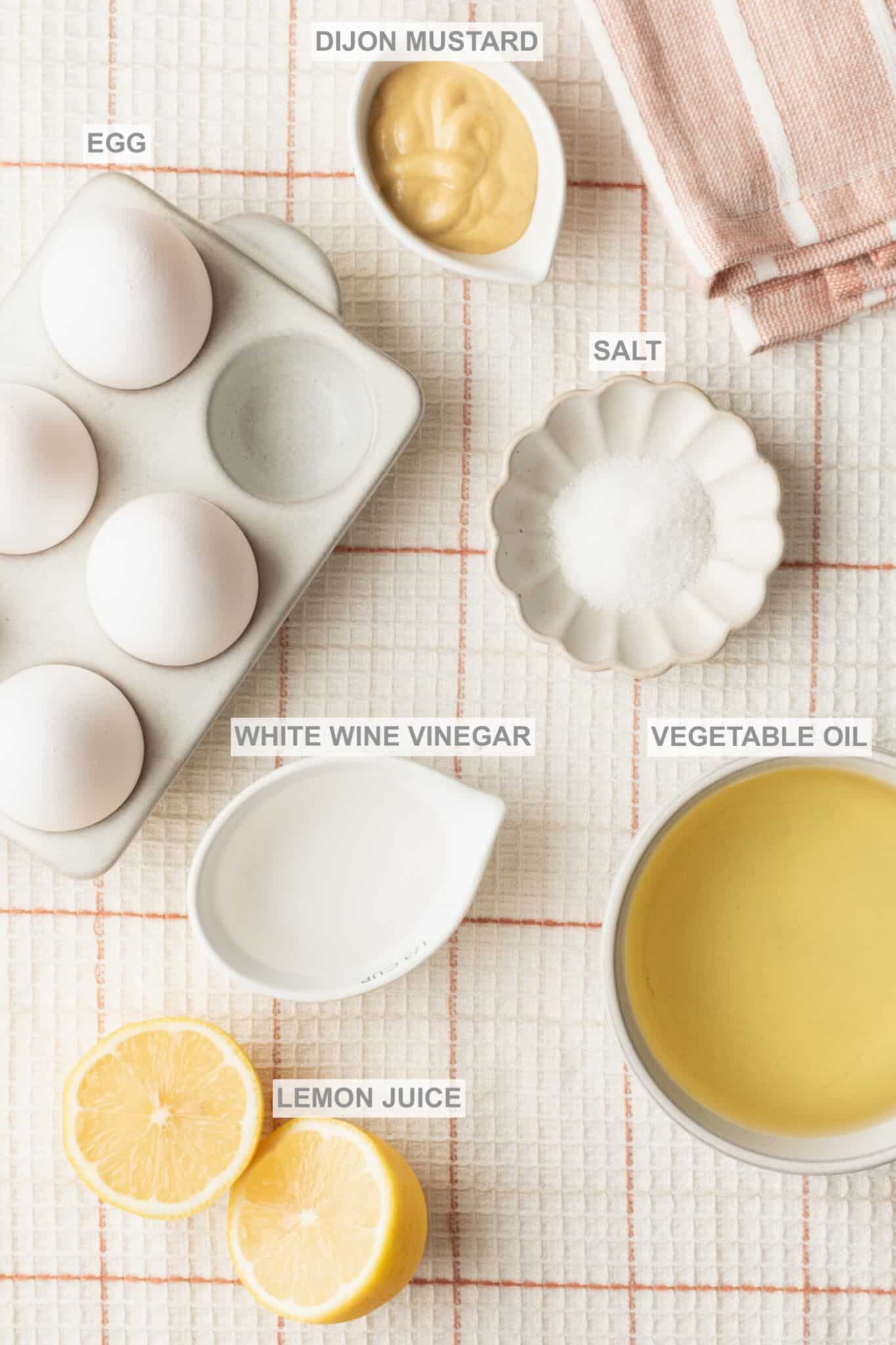 Homemade mayonnaise ingredients