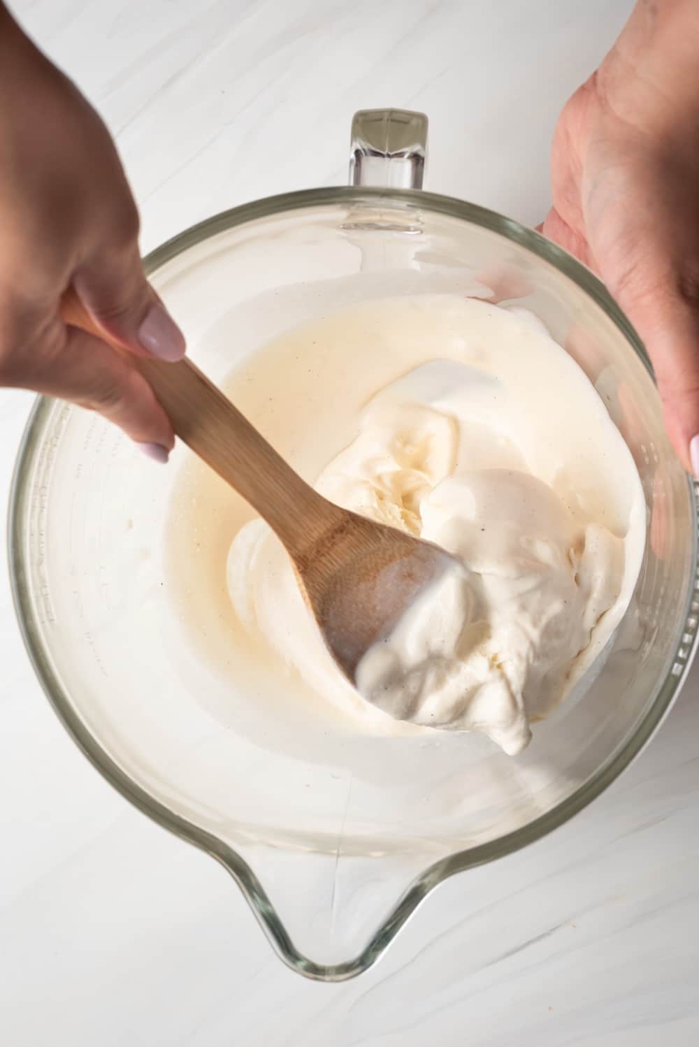 Ice Cream Bread Process-6 stir the ice cream until it has the texture of soft-serve ice cream