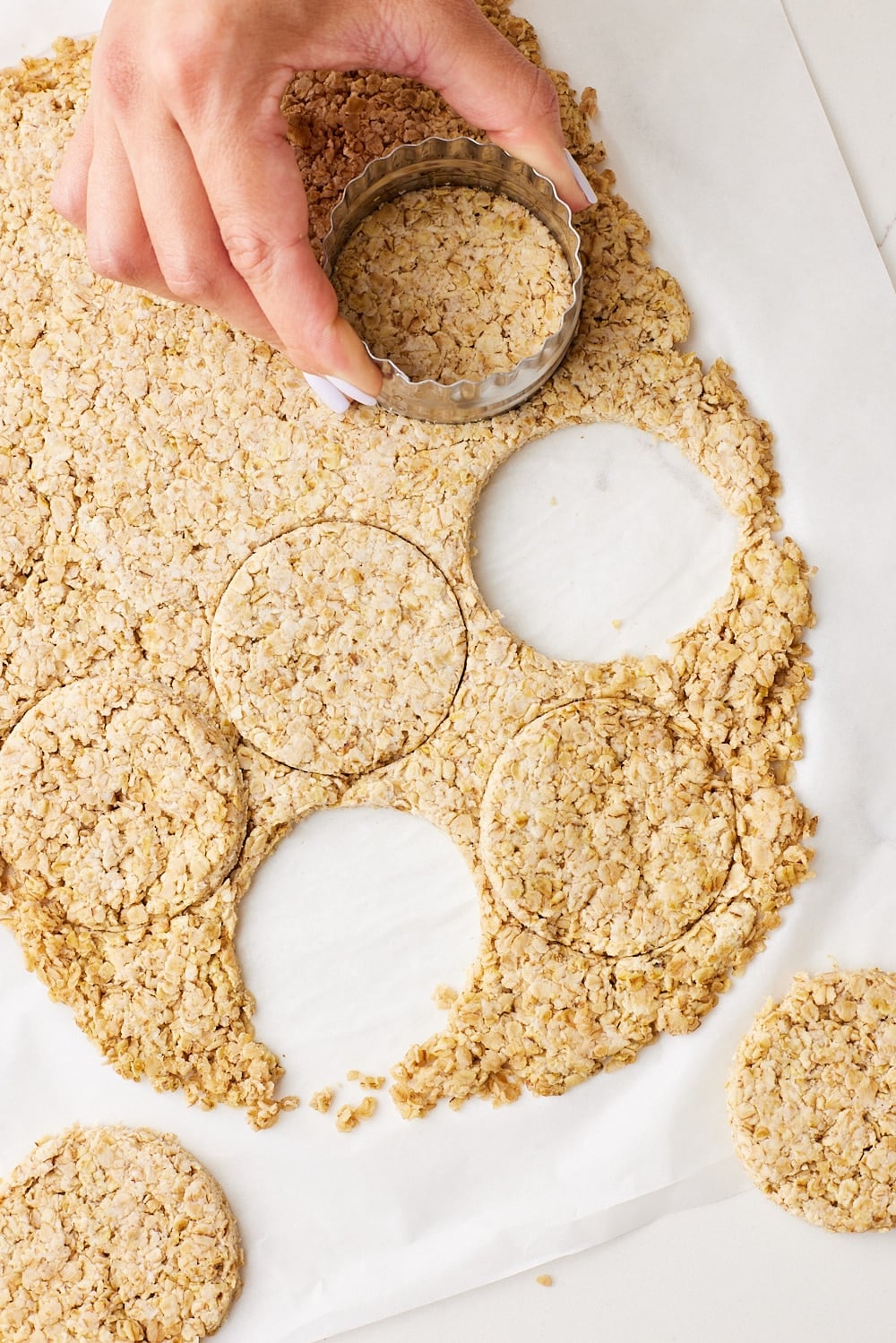 Scottish Oat Cakes6 Cutting out oat cakes.
