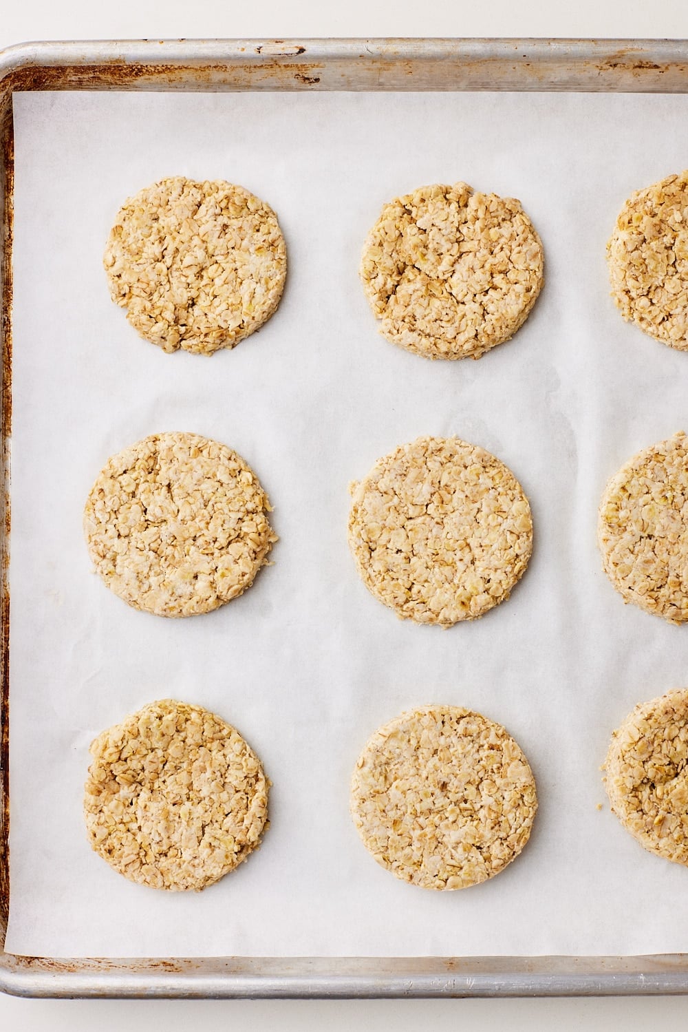 Scottish Oat Cakes7 Add cut oatcakes to the sheet.