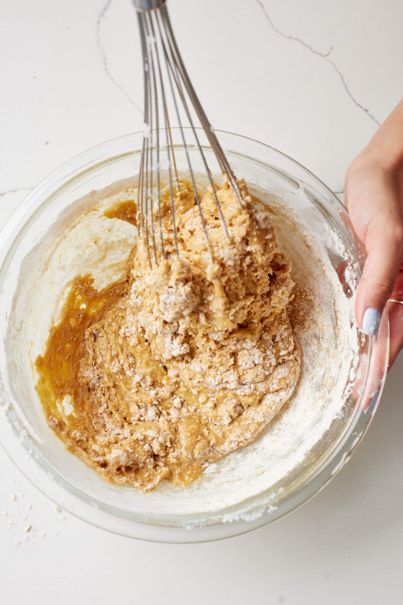 Apple Cider Muffins4 Combine wet ingredients and dry ingredients together.
