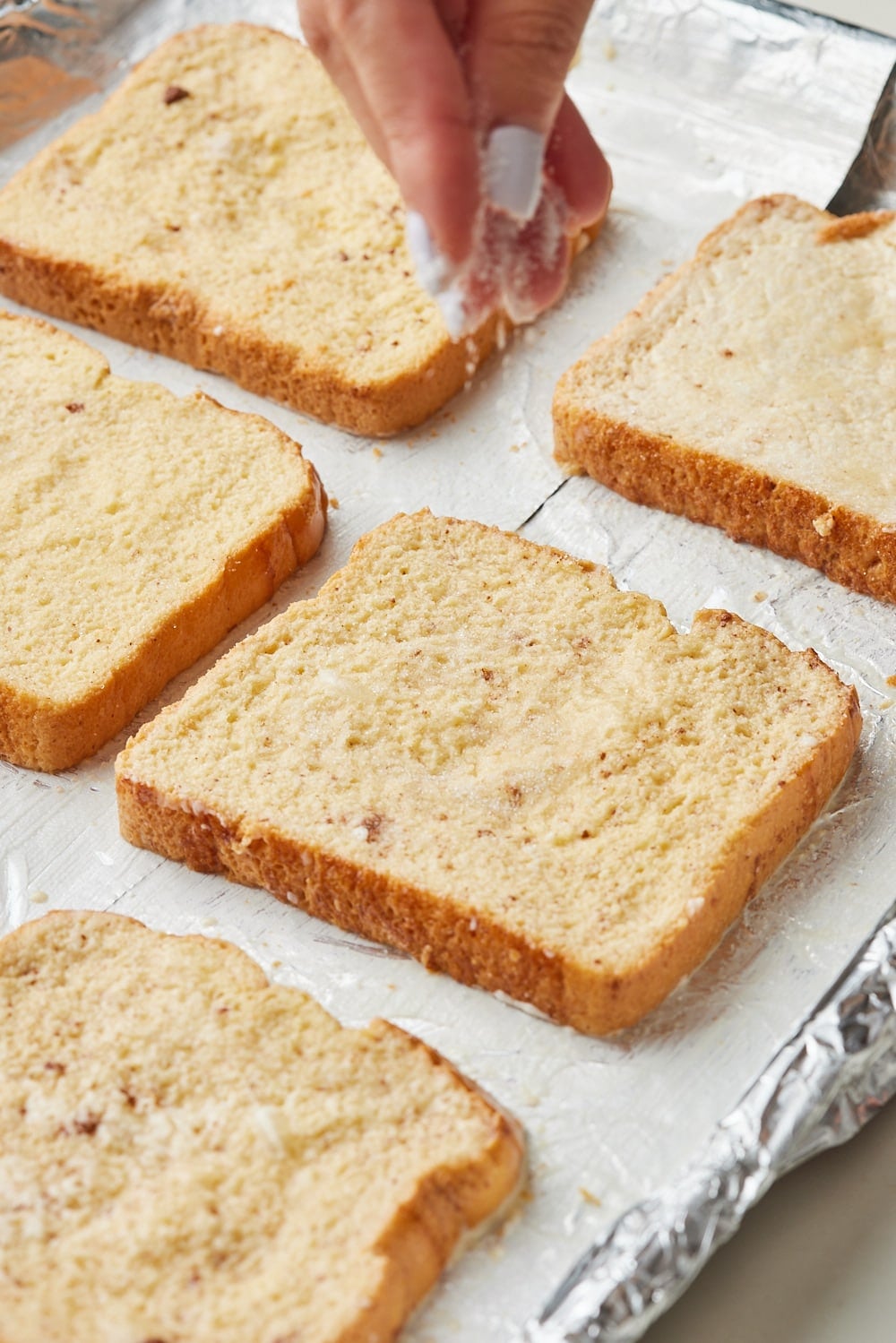 Sheet Pan French Toast5 Sprinkle evenly with the granulated sugar.