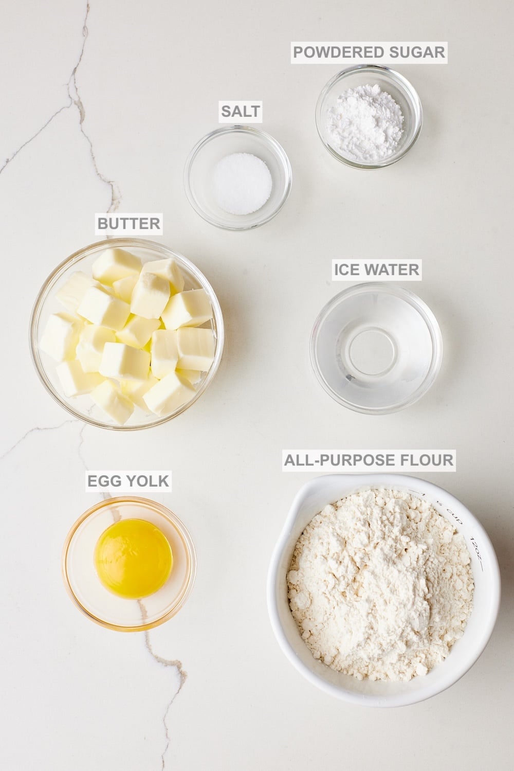 Brown Butter Pie Crust ingredients. 